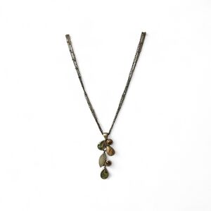 Lia Sophia Elegant Green and Brown Leaf Pendant Necklace